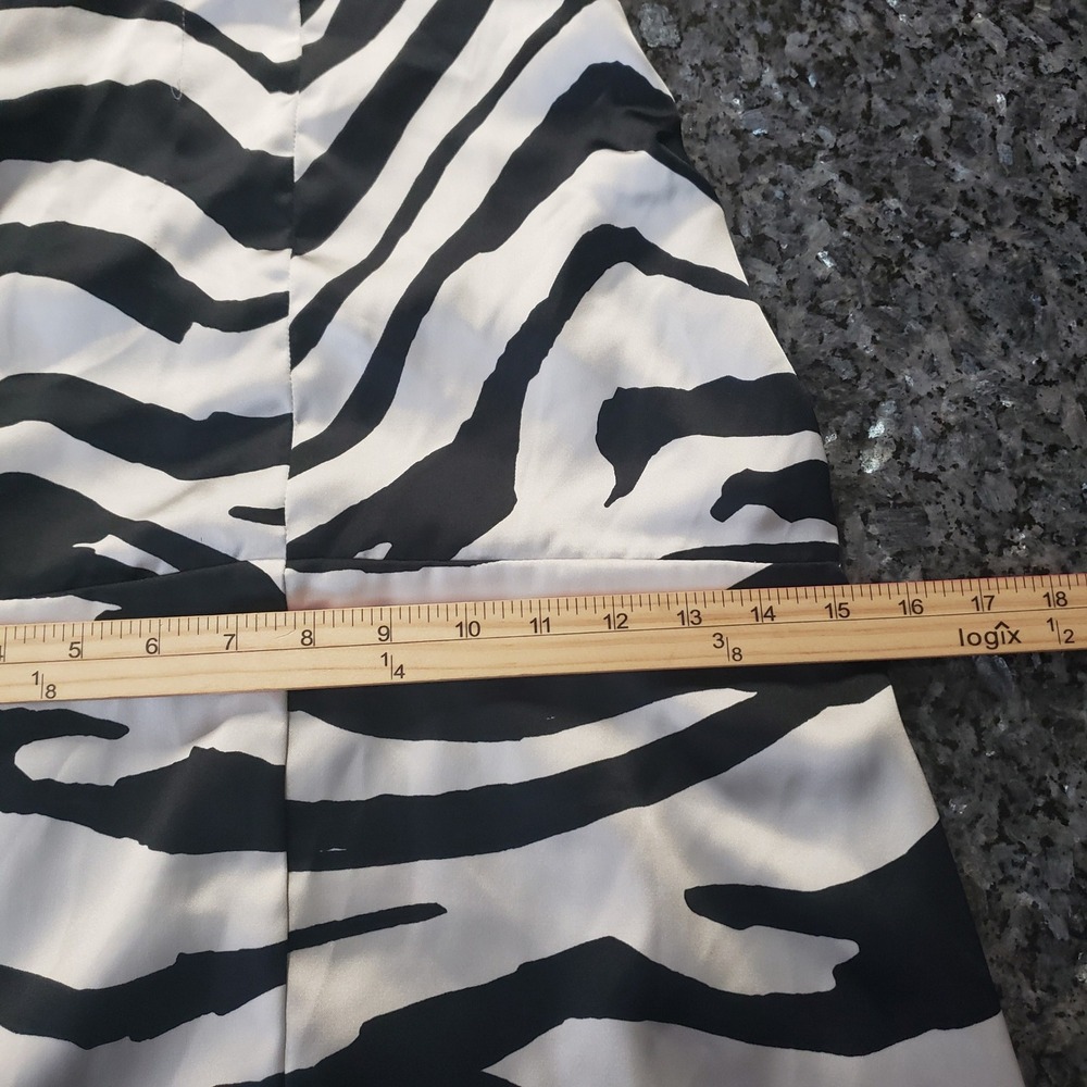 Free People Abby Zebra Print Satin Maxi Dress Black White Lace Up Back Size 12 - Picture 10 of 10